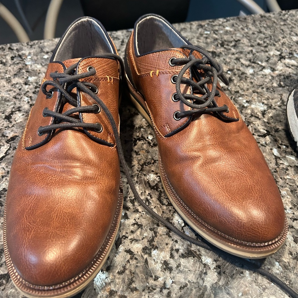 Kohl's Men's Tan Leather-Look Lace-Up Oxfords